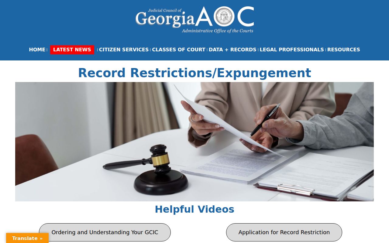 Georgia Courts record restriction resource for Pulaski County criminal dockets