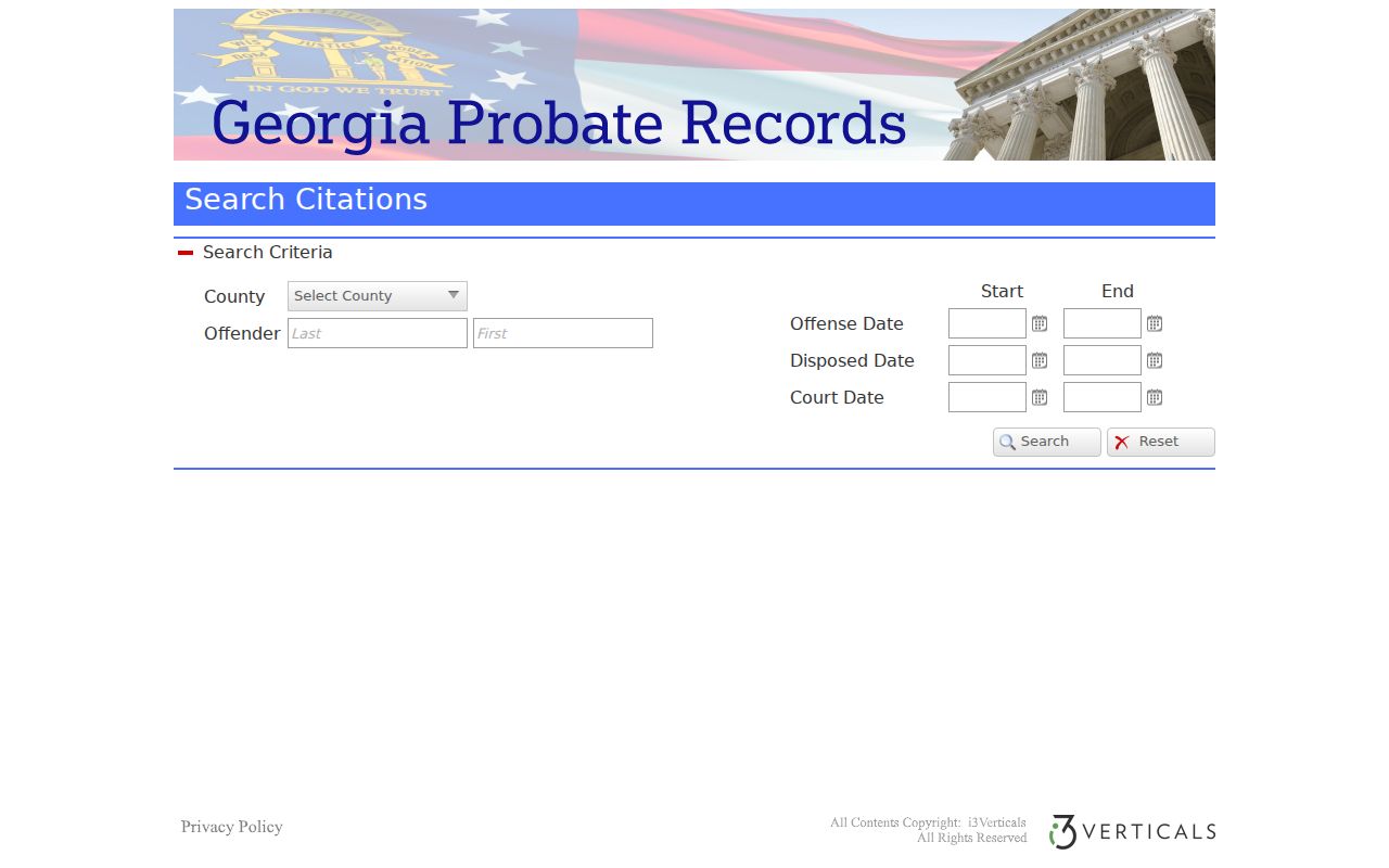 Pulaski County Probate traffic citation search with name and date ranges