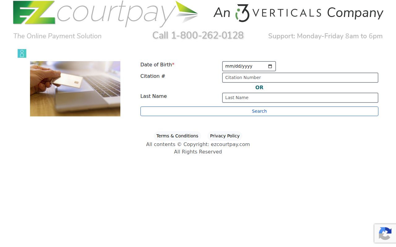 EZ Court Pay citation lookup fields used for Pulaski traffic searches